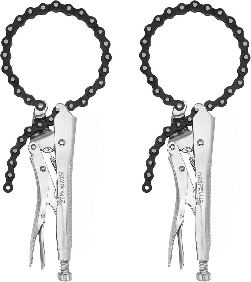 Max Power 9-Inch Locking Chain Clamp with 19.7-Inch Chain, 2 Pack - Image 1